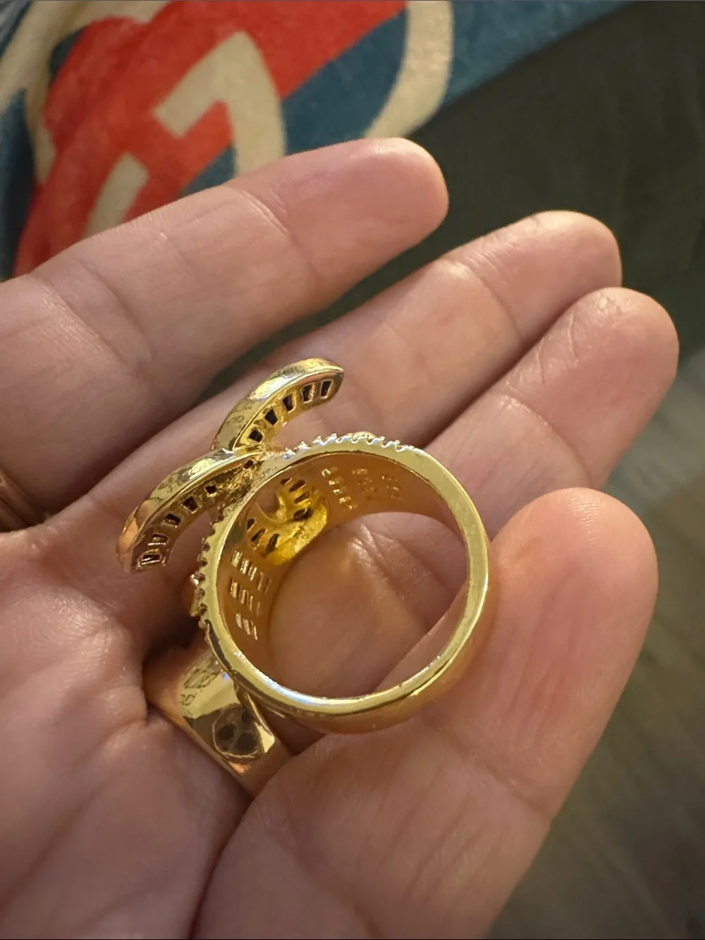 14k plated  Designer-Gold & Black ring size 7